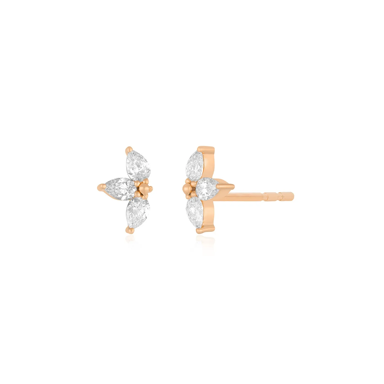 Triple Diamond Mini Pear Stud Earring