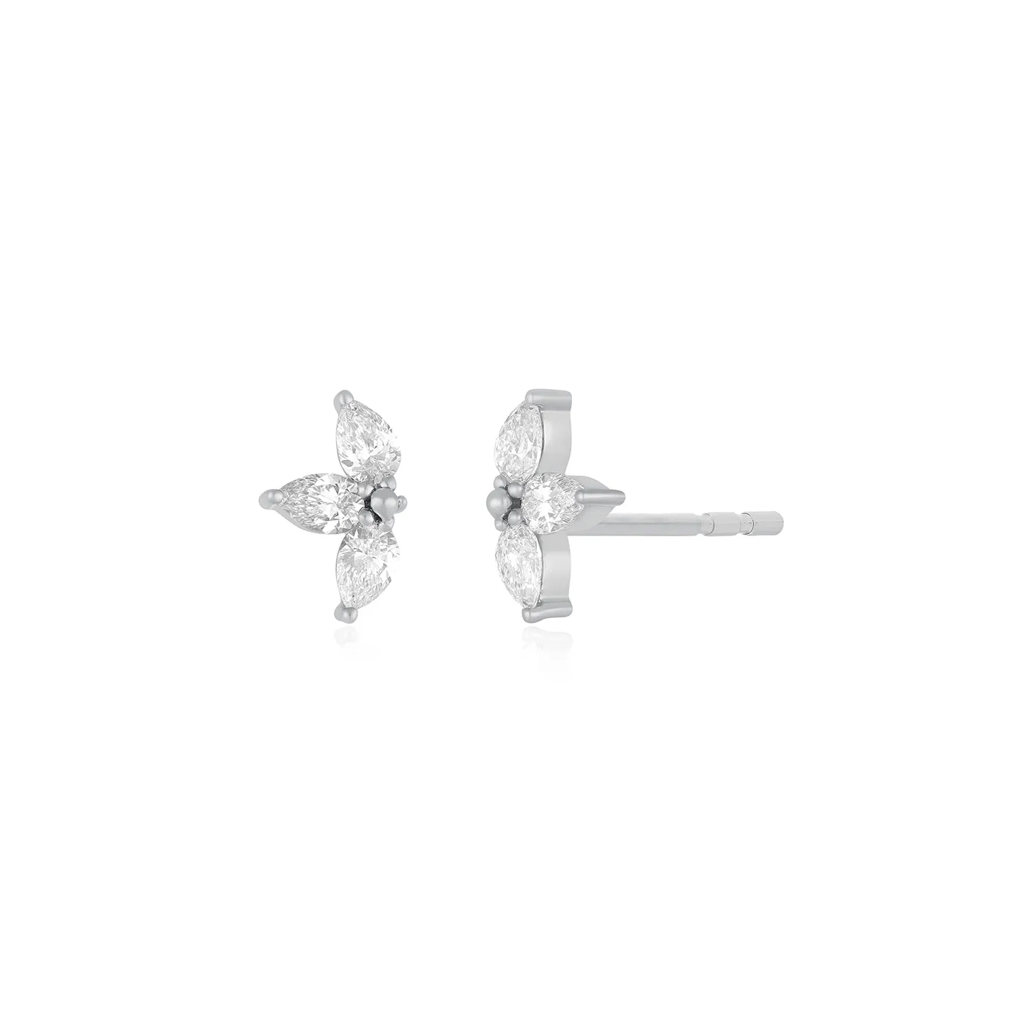 Triple Diamond Mini Pear Stud Earring