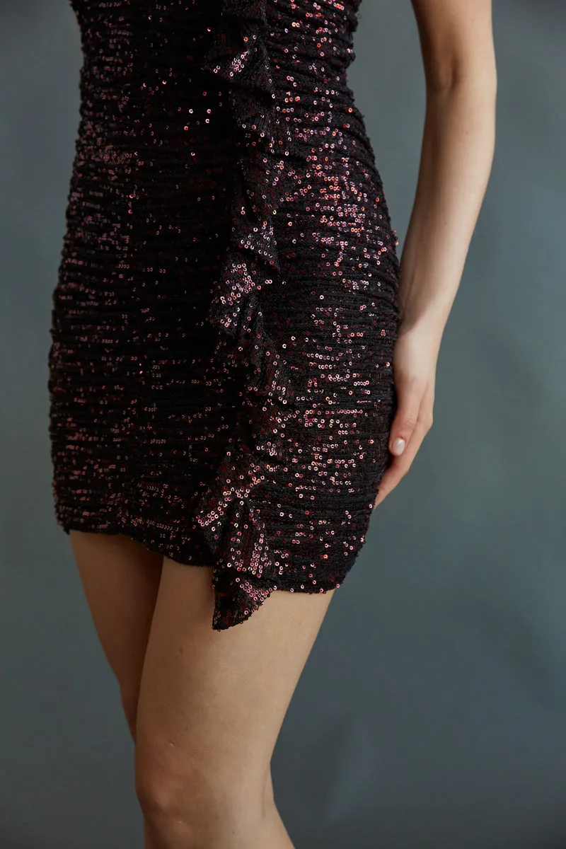 Veronica Strapless Ruched Sequin Bodycon Mini Dress