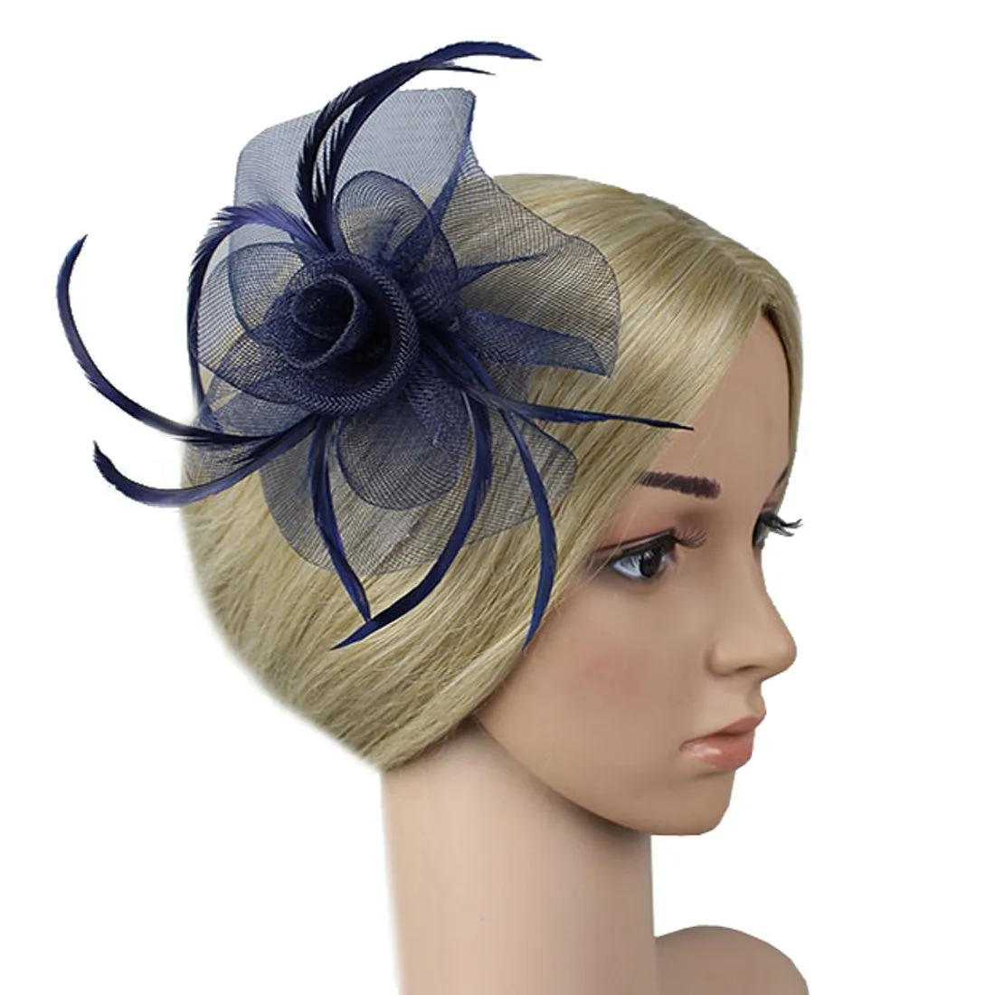 Womens Fascinators Feather Pillbox Hat Cute Beads for Cocktail Derby Wedding Church