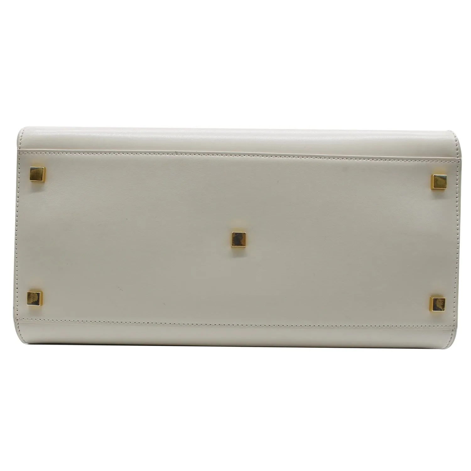YVES SAINT LAURENT Uptown Medium Leather Tote Bag White