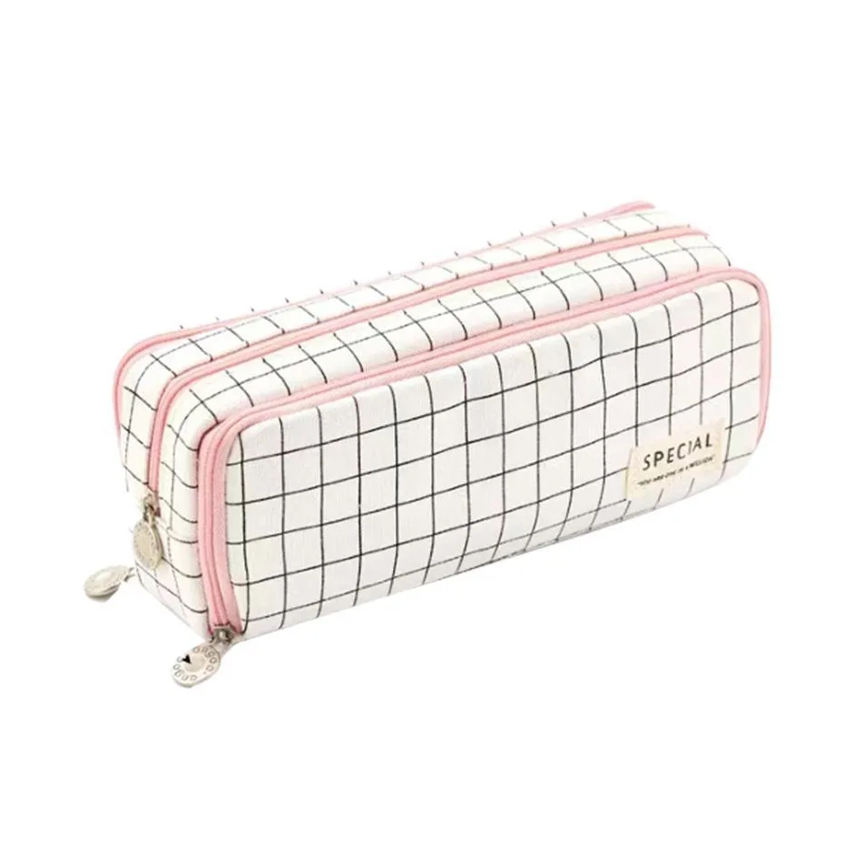 Zipper Pencil Case Large Capacity Storage Bag School Stationery Makeup Organizer