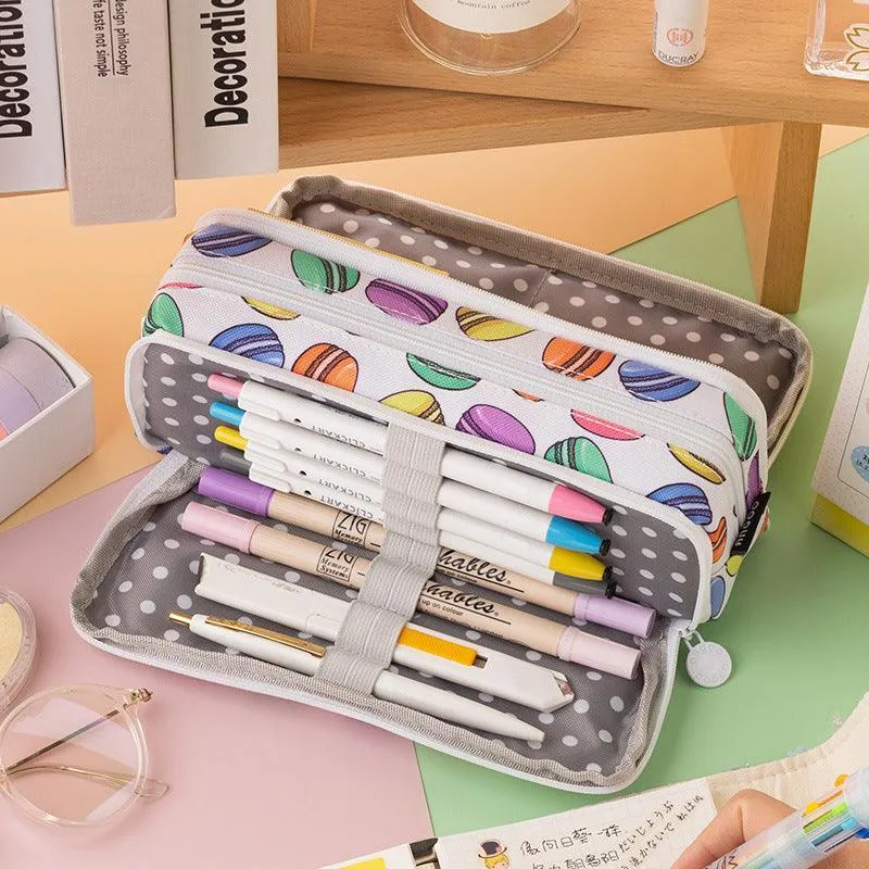 Zipper Pencil Case Large Capacity Storage Bag School Stationery Makeup Organizer