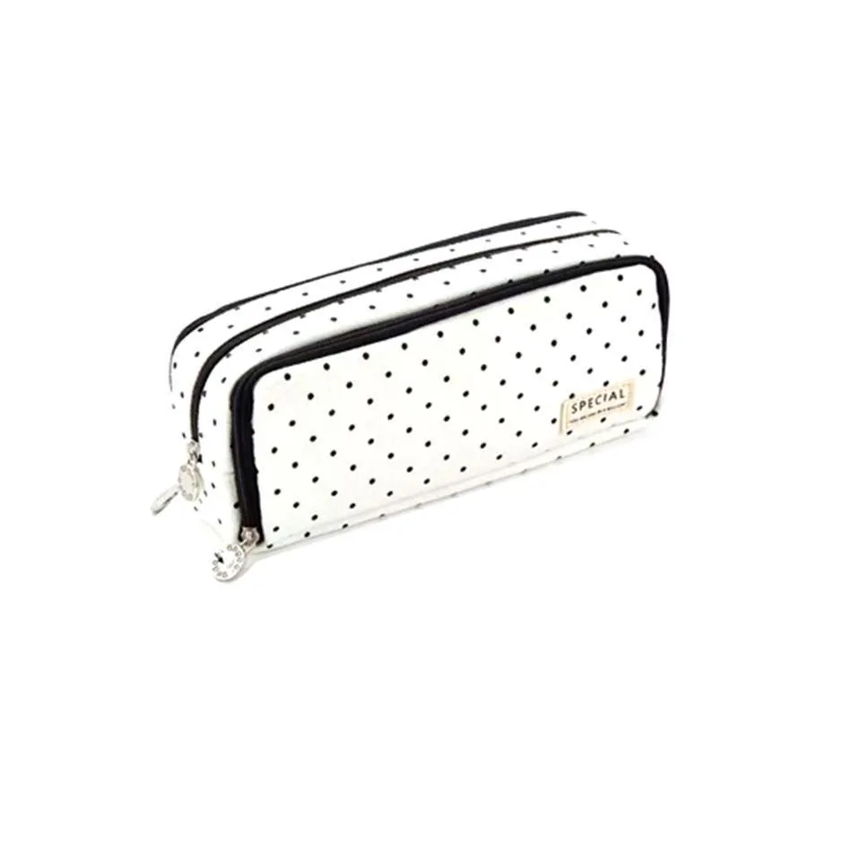Zipper Pencil Case Large Capacity Storage Bag School Stationery Makeup Organizer